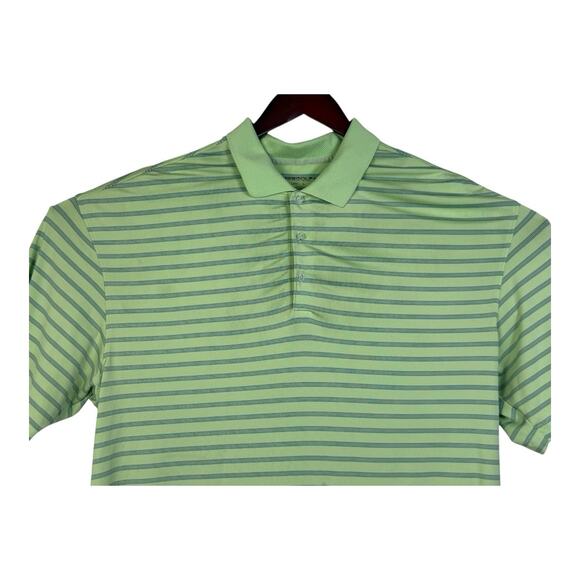 Nike Golf Dri Fit Mens Green Striped Short Sleeve Polo Shirt Size Large - Picture 2 of 14